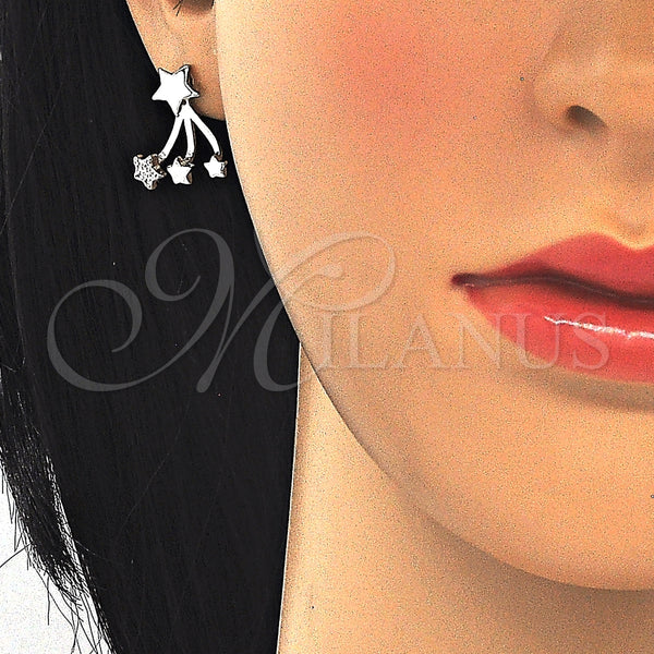 Sterling Silver Ring — Stud Earring Star Design with White Micro Pave — alternate product view — SKU 125106 | Plata 925 anillo — Stud Earring estrella diseño with blanco Micro Pave — SKU 125106