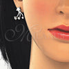 Sterling Silver Stud Earring, Star Design, with White Micro Pave, Polished, Rhodium Finish, 02.285.0095