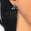 Sterling Silver Stud Earring, Star Design, with White Micro Pave, Polished, Rhodium Finish, 02.285.0095