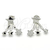 Sterling Silver Stud Earring, Star Design, with White Micro Pave, Polished, Rhodium Finish, 02.285.0095