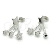 Sterling Silver Stud Earring, Star Design, with White Micro Pave, Polished, Rhodium Finish, 02.285.0095