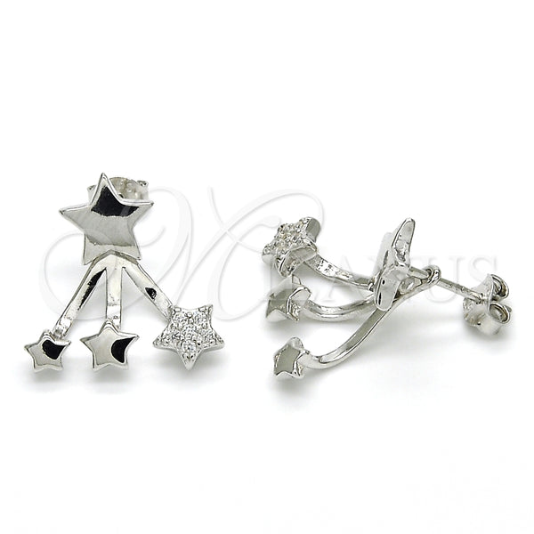 Sterling Silver Ring — Stud Earring Star Design with White Micro Pave — main product view — SKU 125106 | Plata 925 anillo — Stud Earring estrella diseño with blanco Micro Pave — SKU 125106