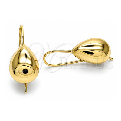 Oro Laminado Leverback Earring, Gold Filled Style Teardrop Design, Polished, Golden Finish, 02.163.0077