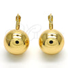 Oro Laminado Leverback Earring, Gold Filled Style Polished, Golden Finish, 02.122.0106