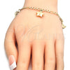 Oro Laminado Charm Bracelet, Gold Filled Style Sun and Star Design, Polished, Golden Finish, 03.63.2022.08 (04 MM Thickness, 8 Inches Length)