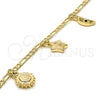 Oro Laminado Charm Bracelet, Gold Filled Style Sun and Star Design, Polished, Golden Finish, 03.63.2022.08 (04 MM Thickness, 8 Inches Length)