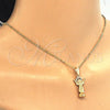Oro Laminado Religious Pendant, Gold Filled Style Divino NiÃ±o Design, with White Micro Pave, Polished, Golden Finish, 05.100.0001