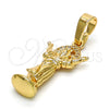 Oro Laminado Religious Pendant, Gold Filled Style Divino NiÃ±o Design, with White Micro Pave, Polished, Golden Finish, 05.100.0001