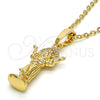 Oro Laminado Religious Pendant, Gold Filled Style Divino NiÃ±o Design, with White Micro Pave, Polished, Golden Finish, 05.100.0001