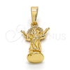 Oro Laminado Religious Pendant, Gold Filled Style Divino NiÃ±o Design, with White Micro Pave, Polished, Golden Finish, 05.100.0001