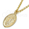 Oro Laminado Religious Pendant, Gold Filled Style Guadalupe Design, Polished, Golden Finish, 05.100.0002