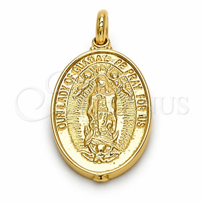 Oro Laminado Religious Pendant, Gold Filled Style Guadalupe Design, Polished, Golden Finish, 05.100.0002