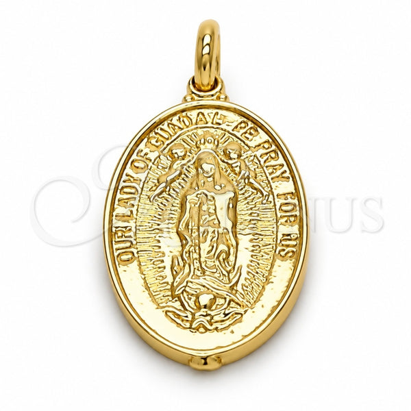 Oro Laminado Religious Pendant, Gold Filled Style Guadalupe Design, Polished, Golden Finish, 05.100.0002