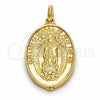 Oro Laminado Religious Pendant, Gold Filled Style Guadalupe Design, Polished, Golden Finish, 05.100.0002
