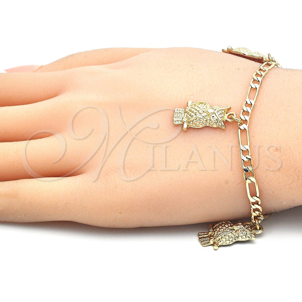 Gold Filled Bracelet — Charm Bracelet Owl Design Polished 03.63. 04 MM — alternate product view — SKU 125134 | Oro Laminado brazalete — Charm Bracelet Owl diseño pulido 03.63. 04 MM — SKU 125134