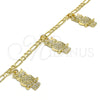 Oro Laminado Charm Bracelet, Gold Filled Style Owl Design, Polished, Golden Finish, 03.63.2033.08 (04 MM Thickness, 8 Inches Length)