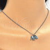 Sterling Silver Pendant Necklace, Elephant Design, with Black and Turquoise Micro Pave, Polished, Rhodium Finish, 04.336.0067.16 (02 MM Thickness, 16 Inches Length)