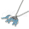 Sterling Silver Pendant Necklace, Elephant Design, with Black and Turquoise Micro Pave, Polished, Rhodium Finish, 04.336.0067.16 (02 MM Thickness, 16 Inches Length)