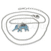 Sterling Silver Pendant Necklace, Elephant Design, with Black and Turquoise Micro Pave, Polished, Rhodium Finish, 04.336.0067.16 (02 MM Thickness, 16 Inches Length)