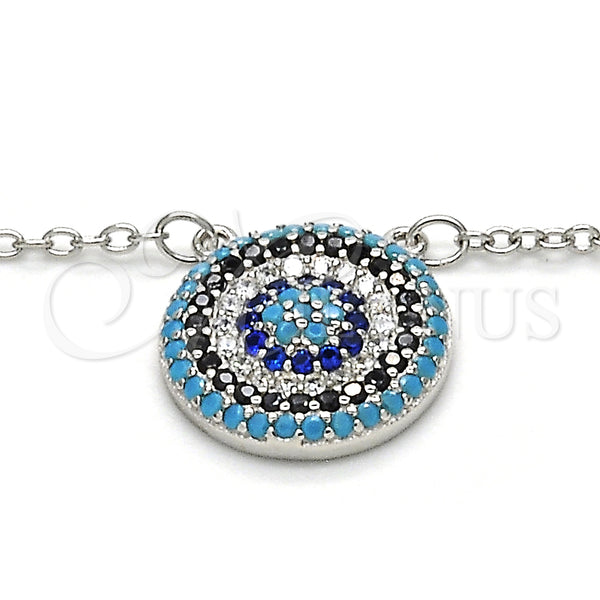 Sterling Silver Necklace — Pendant Necklace with Multicolor Micro Pave Polished 04. — alternate product view — SKU 125137 | Plata 925 collar — Pendant Necklace with Multicolor Micro Pave pulido 04. — SKU 125137
