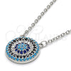 Sterling Silver Pendant Necklace, with Multicolor Micro Pave, Polished, Rhodium Finish, 04.336.0068.16 (02 MM Thickness, 16 Inches Length)