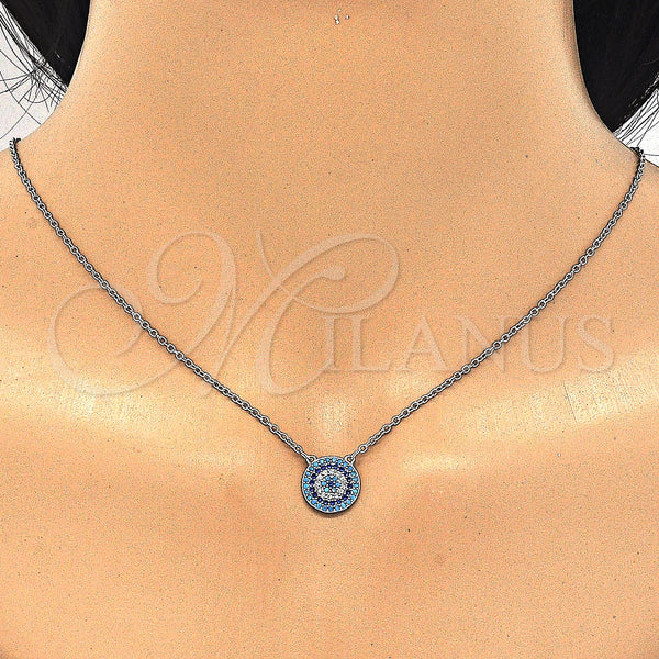 Sterling Silver Necklace — Pendant Necklace with Multicolor Micro Pave Polished 04. — alternate product view — SKU 125138 | Plata 925 collar — Pendant Necklace with Multicolor Micro Pave pulido 04. — SKU 125138