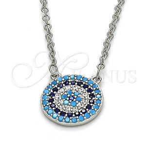 Sterling Silver Necklace — Pendant Necklace with Multicolor Micro Pave Polished 04. — main product view — SKU 125138 | Plata 925 collar — Pendant Necklace with Multicolor Micro Pave pulido 04. — SKU 125138
