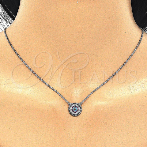 Sterling Silver Pendant Necklace, with Rhodolite Micro Pave, Polished, Rhodium Finish, 04.336.0070.16 (02 MM Thickness, 16 Inches Length)