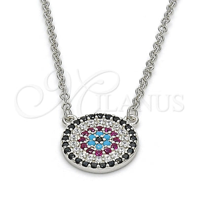 Sterling Silver Pendant Necklace, with Rhodolite Micro Pave, Polished, Rhodium Finish, 04.336.0070.16 (02 MM for wholesale, main product view