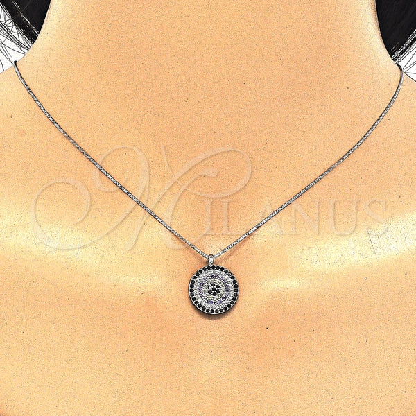Sterling Silver Necklace — Pendant Necklace with Multicolor Micro Pave Polished 04. — alternate product view — SKU 125140 | Plata 925 collar — Pendant Necklace with Multicolor Micro Pave pulido 04. — SKU 125140