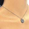Sterling Silver Pendant Necklace, with Multicolor Micro Pave, Polished, Rhodium Finish, 04.336.0071.16 (01 MM Thickness, 16 Inches Length)