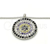 Sterling Silver Pendant Necklace, with Multicolor Micro Pave, Polished, Rhodium Finish, 04.336.0071.16 (01 MM Thickness, 16 Inches Length)