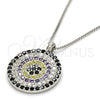 Sterling Silver Pendant Necklace, with Multicolor Micro Pave, Polished, Rhodium Finish, 04.336.0071.16 (01 MM Thickness, 16 Inches Length)