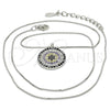 Sterling Silver Pendant Necklace, with Multicolor Micro Pave, Polished, Rhodium Finish, 04.336.0071.16 (01 MM Thickness, 16 Inches Length)