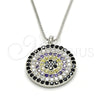 Sterling Silver Pendant Necklace, with Multicolor Micro Pave, Polished, Rhodium Finish, 04.336.0071.16 (01 MM Thickness, 16 Inches Length)