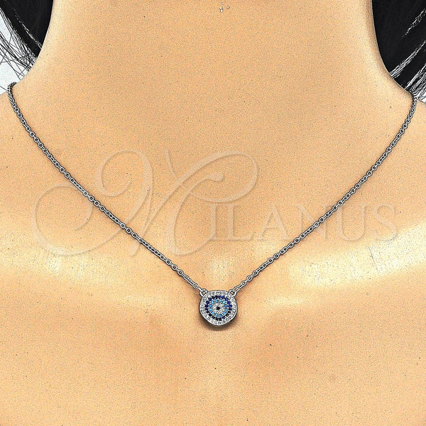 Sterling Silver Necklace — Pendant Necklace with Multicolor Micro Pave Polished 04. — alternate product view — SKU 125142 | Plata 925 collar — Pendant Necklace with Multicolor Micro Pave pulido 04. — SKU 125142