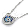 Sterling Silver Pendant Necklace, with Multicolor Micro Pave, Polished, Rhodium Finish, 04.336.0073.16 (02 MM Thickness, 16 Inches Length)