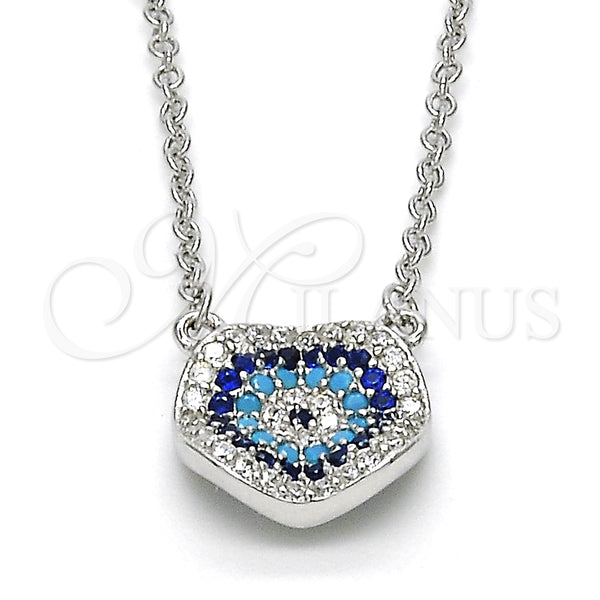 Sterling Silver Necklace — Pendant Necklace with Multicolor Micro Pave Polished 04. — main product view — SKU 125142 | Plata 925 collar — Pendant Necklace with Multicolor Micro Pave pulido 04. — SKU 125142