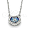 Sterling Silver Pendant Necklace, with Multicolor Micro Pave, Polished, Rhodium Finish, 04.336.0073.16 (02 MM Thickness, 16 Inches Length)