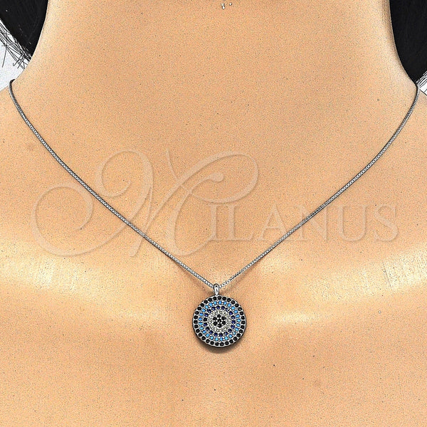 Sterling Silver Necklace — Pendant Necklace with Multicolor Micro Pave Polished 04. — alternate product view — SKU 125143 | Plata 925 collar — Pendant Necklace with Multicolor Micro Pave pulido 04. — SKU 125143