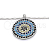 Sterling Silver Pendant Necklace, with Multicolor Micro Pave, Polished, Rhodium Finish, 04.336.0074.16 (01 MM Thickness, 16 Inches Length)
