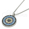 Sterling Silver Pendant Necklace, with Multicolor Micro Pave, Polished, Rhodium Finish, 04.336.0074.16 (01 MM Thickness, 16 Inches Length)