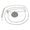 Sterling Silver Pendant Necklace, with Multicolor Micro Pave, Polished, Rhodium Finish, 04.336.0074.16 (01 MM Thickness, 16 Inches Length)