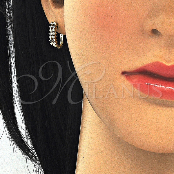 Sterling Silver Hoop Earrings — Huggie Hoop with White Cubic Zirconia Polished 02. — alternate product view — SKU 125147 | Plata 925 aretes de aro — Huggie Hoop with blanco Cubic Zirconia pulido 02. — SKU 125147