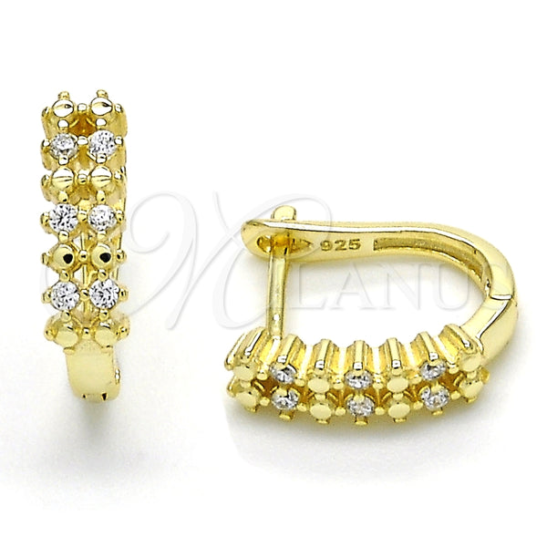 Sterling Silver Hoop Earrings — Huggie Hoop with White Cubic Zirconia Polished 02. — main product view — SKU 125147 | Plata 925 aretes de aro — Huggie Hoop with blanco Cubic Zirconia pulido 02. — SKU 125147