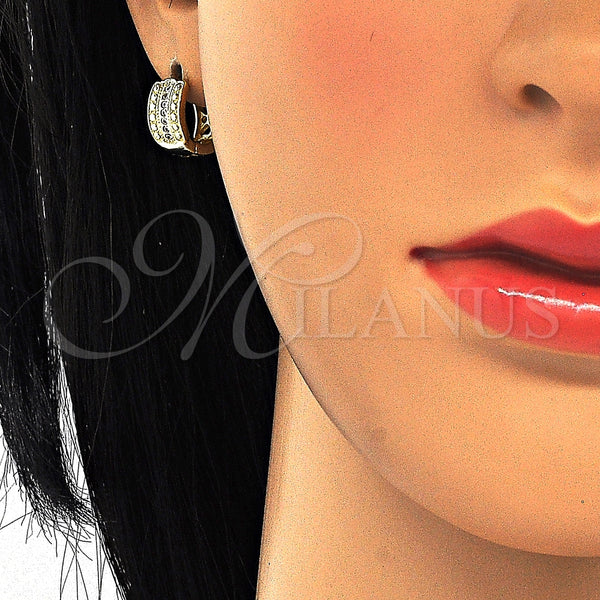 Sterling Silver Hoop Earrings — Huggie Hoop with White Micro Pave Polished 02. — alternate product view — SKU 125149 | Plata 925 aretes de aro — Huggie Hoop with blanco Micro Pave pulido 02. — SKU 125149