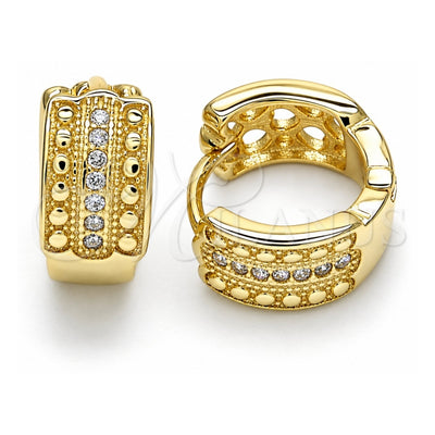 Sterling Silver Huggie Hoop, with White Micro Pave, Polished, Golden Finish, 02.186.0120.15