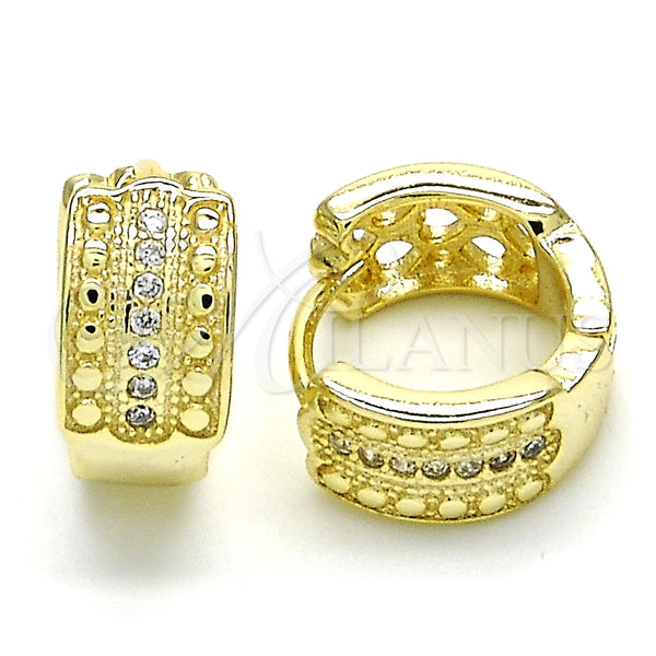 Sterling Silver Hoop Earrings — Huggie Hoop with White Micro Pave Polished 02. — main product view — SKU 125149 | Plata 925 aretes de aro — Huggie Hoop with blanco Micro Pave pulido 02. — SKU 125149