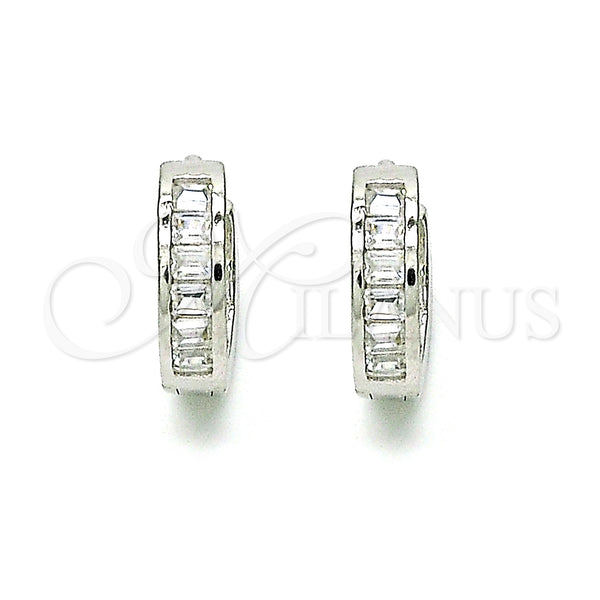 Sterling Silver Hoop Earrings — Huggie Hoop with White Cubic Zirconia Polished 02. — alternate product view — SKU 125152 | Plata 925 aretes de aro — Huggie Hoop with blanco Cubic Zirconia pulido 02. — SKU 125152