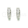 Sterling Silver Huggie Hoop, with White Cubic Zirconia, Polished, Rhodium Finish, 02.186.0121.1.12